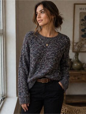 Liverpool Marled Knit Crew Neck Sweater